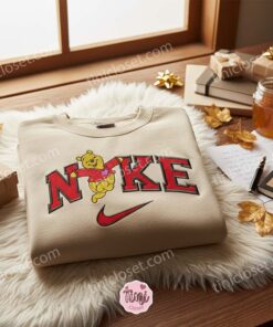 Winnie The Pooh Heart Sweater Embroidered Crewneck, Valentine’s Day Embroidered Hoodie, Disney Characters Embroidered Tee