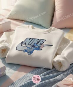 Stitch Drinking Milk Embroidered Sweatshirt, Minimalist Disney Experiment 626 Hoodie, Cute Ohana Means Family Crewneck, Unique Gift for Disney Lovers (1)