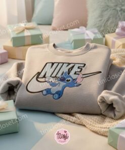 Stitch Drinking Milk Embroidered Sweatshirt, Minimalist Disney Experiment 626 Hoodie, Cute Ohana Means Family Crewneck, Unique Gift for Disney Lovers (2)