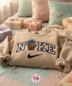 Custom Stitch and Baby Yoda Embroidered Shirt, Disney Gift for Him Her, Experiment 626 Swoosh Embroidery, Gift for Star Wars Fans