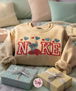 Valentine Stitch Heart Pile Embroidered Hoodie, Custom Experiment 626 Sweatshirt, Ohana Means Family Crewneck, Disney Gift for Him Her