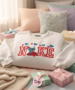 Valentine Stitch Heart Pile Embroidered Hoodie, Custom Experiment 626 Sweatshirt, Ohana Means Family Crewneck, Disney Gift for Him Her (3)