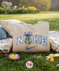Stitch Hatching from Easter Egg Embroidered Sweatshirt, Custom Spring Disney Hoodie, Surprise Bunny Ohana Holiday Crewneck, Gift for Him Her (2)