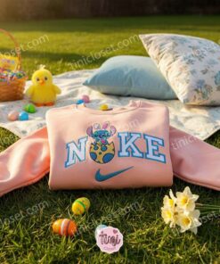 Stitch Hatching from Easter Egg Embroidered Sweatshirt, Custom Spring Disney Hoodie, Surprise Bunny Ohana Holiday Crewneck, Gift for Him Her (3)