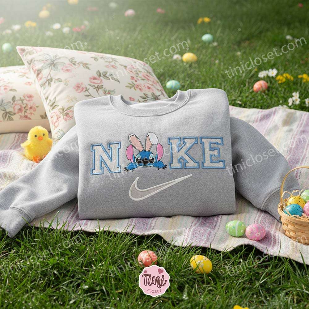 Stitch Easter Bunny Ears Embroidered Hoodie, Cosmic Bunny Experiment 626 Sweatshirt, Cute Spring Holiday Apparel, Gift for Him Her Stitch Easter Bunny Ears Embroidered Hoodie, Cosmic Bunny Experiment 626 Sweatshirt, Cute Spring Holiday Apparel, Gift for Him Her