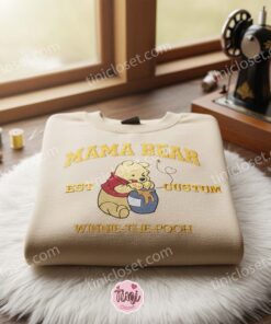 Mama Bear Winnie The Pooh Embroidered Shirt, Disney Embroidered Shirt, Best Mother’s Day Gift Ideas