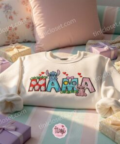 Stitch and Angel Mama Embroidered Sweatshirt, Cute Matching Mother's Day Crewneck, Disney Mom and Daughter Gift 1 Stitch and Angel Mama Embroidered Sweatshirt, Cute Matching Mother's Day Crewneck, Disney Mom and Daughter Gift (2)