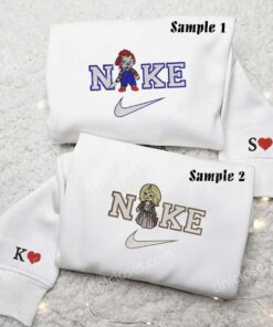 Chucky and Tiffany Embroidered Shirts, Horror Movie Embroidered Sweatshirts, Couple Embroidered Hoodies 3 Chucky and Tiffany Embroidered Couple Shirts 3 1