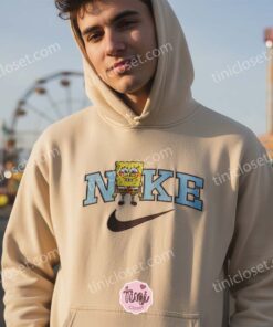 SpongeBob Embroidered Hoodie, Nostalgic Cartoon Crewneck, Long Distance Relationship Gifts
