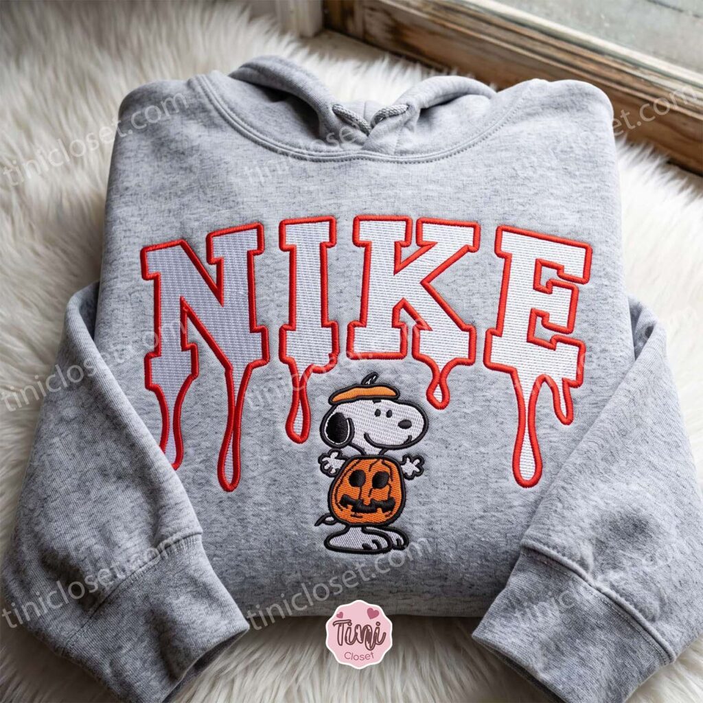 Cute Snoopy Pumpkin Embroidered Sweatshirt, Halloween Embroidered Shirt, Spooky Season Oversized Hoodie For Girlfriend & Boyfriend Cute Snoopy Pumpkin Embroidered Sweatshirt, Halloween Embroidered Shirt, Spooky Season Oversized Hoodie For Girlfriend & Boyfriend