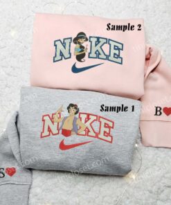 Aladdin And Jasmine Embroidered Shirts, Disney Characters Embroidered Sweatshirts, Couple Embroidered Hoodies
