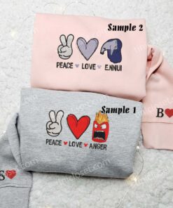 Anger And Ennui Embroidered Shirts, Disney Inside Out Embroidered Sweatshirts, Couple Embroidered Hoodies 3 Anger And Ennui Disney Inside Out Embroidered Couples Shirts 2