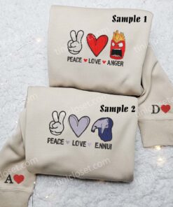 Anger And Ennui Embroidered Shirts, Disney Inside Out Embroidered Sweatshirts, Couple Embroidered Hoodies