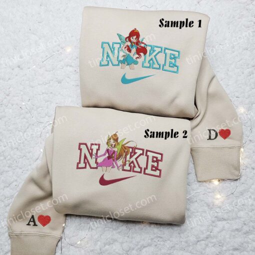 Bloom And Flora Winx Embroidered Shirts, Cartoon Embroidered Hoodies, Couple Embroidered Sweatshirts,