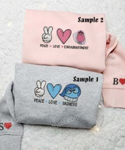 Bing Bong And Sadness Inside Out Embroidered Shirts, Disney Characters Embroidered Hoodies, Best Couple Embroidered Sweatshirts
