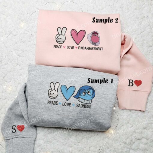 Bing Bong And Sadness Inside Out Embroidered Shirts, Disney Characters Embroidered Hoodies, Best Couple Embroidered Sweatshirts