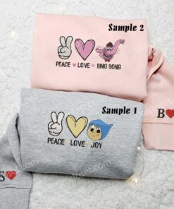 Bing Bong And Joy Inside Out Embroidered Shirts, Disney Characters Embroidered Hoodies, Best Couple Embroidered Sweatshirts