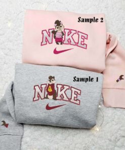 Alvin and Brittany The Chipmunks and The Chipettes Embroidered Shirts, Cartoon Characters Embroidered Sweatshirts, Couple Embroidered Hoodies 3 Alvin and Brittany The Chipmunks The Chipettes Cartoon Embroidered Couples Shirts 3