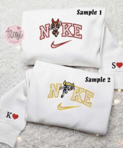 Blossom And Bubbles Powerpuff Girls Cartoon Embroidered Couples Shirts 3 Blossom And Bubbles Powerpuff Girls Cartoon Embroidered Couples Shirts 1