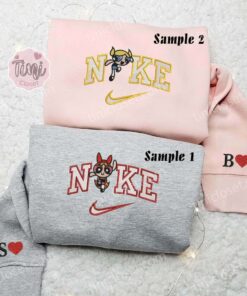 Blossom And Bubbles Powerpuff Girls Cartoon Embroidered Couples Shirts