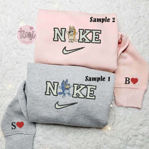 Bluey And Bingo Heeler Embroidered Sweatshirts, Cartoon Embroidered Hoodies, Couples Embroidered Shirts