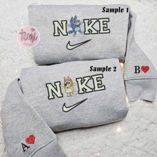 Bluey And Bingo Heeler Embroidered Sweatshirts, Cartoon Embroidered Hoodies, Couples Embroidered Shirts