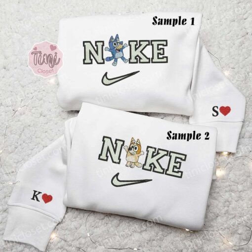 Bluey And Bingo Heeler Embroidered Sweatshirts, Cartoon Embroidered Hoodies, Couples Embroidered Shirts