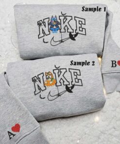 Bluey And Bingo Halloween Cosplay Embroidered Sweatshirts, Cartoon Embroidered Hoodies, Halloween Embroidered Shirts 1 Bluey Bingo Halloween Cosplay Embroidered Couples Shirts 3