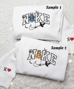 Bluey And Bingo Halloween Cosplay Embroidered Sweatshirts, Cartoon Embroidered Hoodies, Halloween Embroidered Shirts 2 Bluey Bingo Halloween Cosplay Embroidered Couples Shirts 2