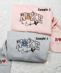 Bluey And Bingo Halloween Cosplay Embroidered Sweatshirts, Cartoon Embroidered Hoodies, Halloween Embroidered Shirts 3 Bluey Bingo Halloween Cosplay Embroidered Couples Shirts 1