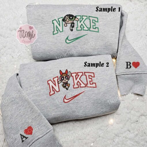 Buttercup And Blossom Powerpuff Girls Embroidered Shirts, Cartoon Embroidered Sweatshirts, Couple Embroidered Hoodies