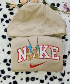 Charizard Embroidered Shirt, Pokemon Anime Embroidered Sweatshirt, Custom Anime Hoodie