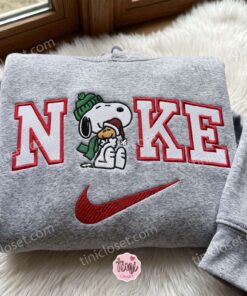 Snoopy And Woodstock Christmas Embroidered Shirt, Cartoon Embroidered Hoodie, Holiday Gift for Family and Friends (1)