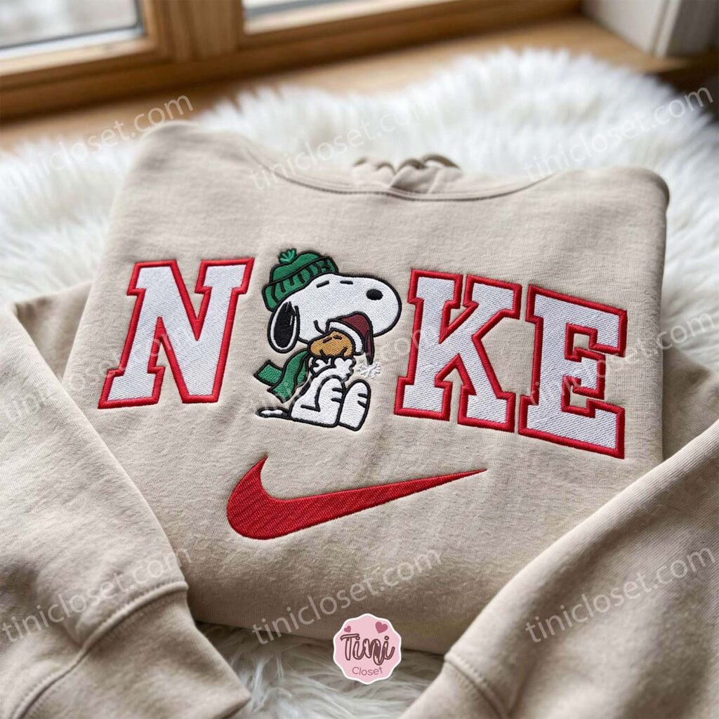 Snoopy And Woodstock Christmas Embroidered Shirt, Cartoon Embroidered Hoodie, Holiday Gift for Family and Friends