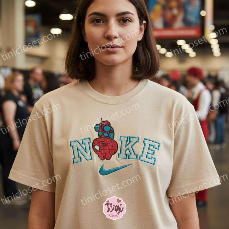 Upside Down Spiderman Embroidered Crewneck, Marvel Embroidered Tee, Bestie Matching Shirts