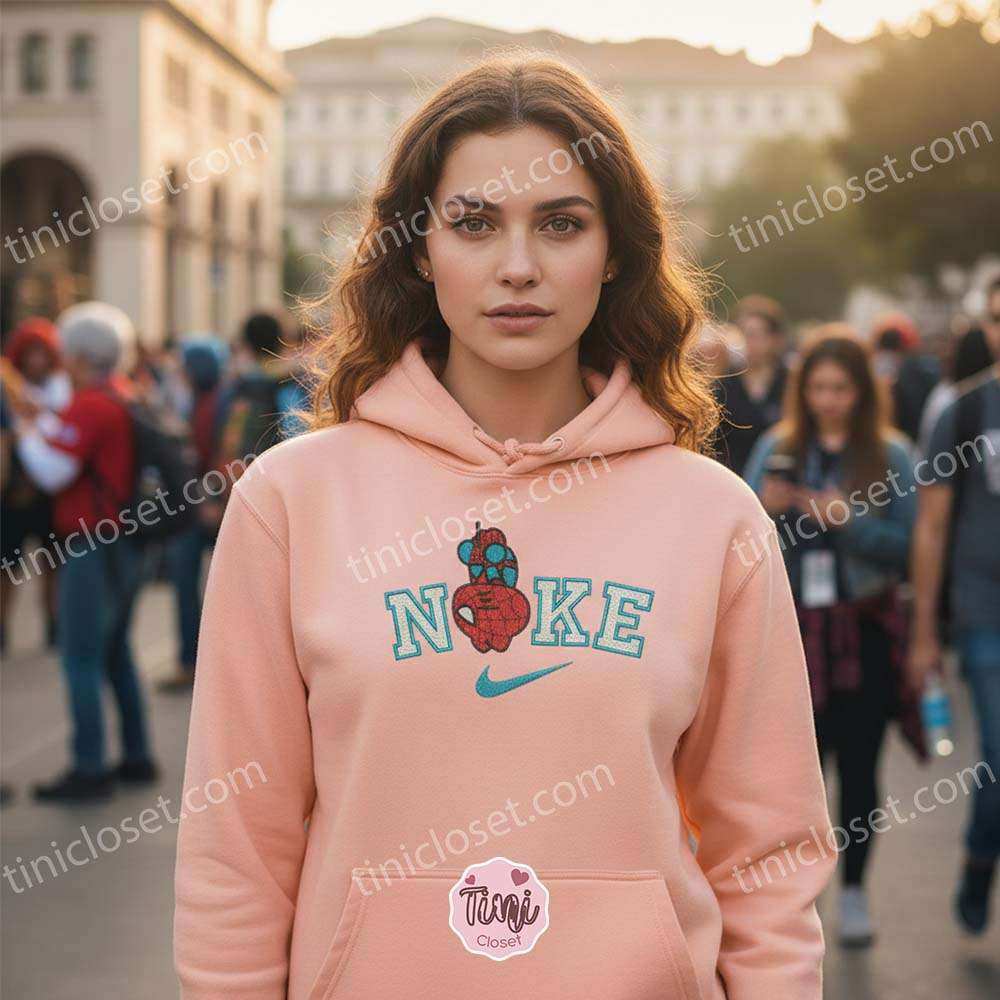 Upside Down Spiderman Embroidered Crewneck, Marvel Embroidered Tee, Bestie Matching Shirts Upside Down Spiderman Embroidered Crewneck, Marvel Embroidered Tee, Bestie Matching Shirts