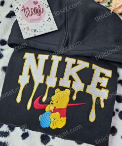 Winnie The Pooh Eating Honey Embroidered Sweatshirt, Pooh Bear With Hunny Pot Hoodie, Disney Character Shirt (2)