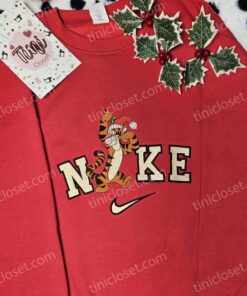 Tigger Christmas Embroidered Sweatshirt, Winnie The Pooh Holiday Hoodie, Disney Character Shirt (2)