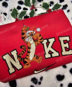 Tigger Christmas Embroidered Sweatshirt, Winnie The Pooh Holiday Hoodie, Disney Character Shirt (3)