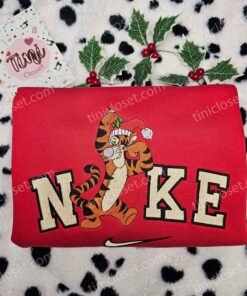 Tigger Christmas Embroidered Sweatshirt, Winnie The Pooh Holiday Hoodie, Disney Character Shirt (1)