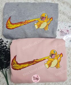 Charmander Fire Pokemon Anime Embroidered Shirt, Fire Type Swoosh Embroidered Sweatshirt, Custom Anime Hoodie (3)
