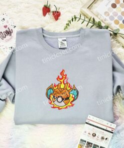 Charizard Pokeball Embroidered Shirt, Pokemon Embroidered Hoodie, Anime Embroidered Sweatshirt (3)