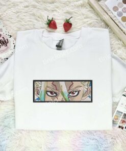 Senku Ishigami Eyes Embroidered Shirt, Dr Stone Embroidered Hoodie, Anime Embroidered Sweatshirt (1)
