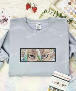 Senku Ishigami Eyes Embroidered Shirt, Dr Stone Embroidered Hoodie, Anime Embroidered Sweatshirt (2)