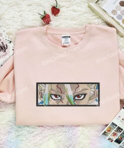 Senku Ishigami Eyes Embroidered Shirt, Dr Stone Embroidered Hoodie, Anime Embroidered Sweatshirt (3)