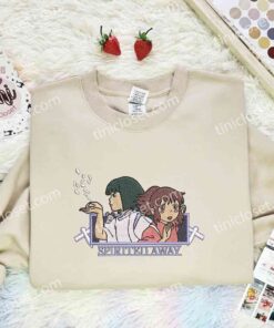 Chihiro And Haku Embroidered Shirt, Spirited Away Embroidered Hoodie, Ghibli Anime Embroidered Sweatshirt (3)