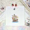 Going Merry Ship Embroidered Shirt, One Piece Embroidered Hoodie, Anime Embroidered Sweatshirt