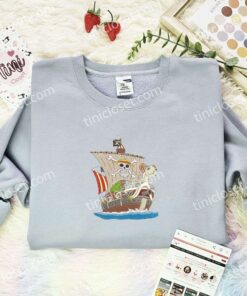 Going Merry Ship Embroidered Shirt, One Piece Embroidered Hoodie, Anime Embroidered Sweatshirt (2)