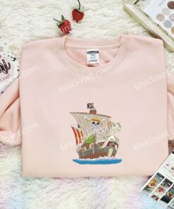 Going Merry Ship Embroidered Shirt, One Piece Embroidered Hoodie, Anime Embroidered Sweatshirt (3)
