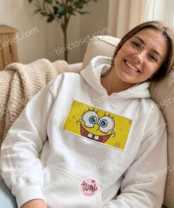 SpongeBob Embroidered Sweatshirt, Cute Cartoon Character Hoodie, Fun Nostalgic Apparel, Bestie Matching Shirts (3)